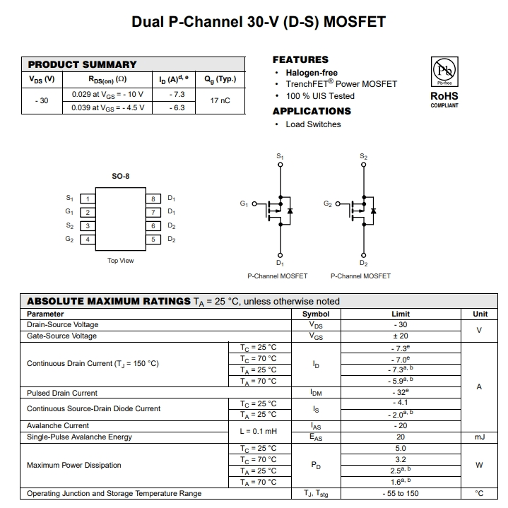 SI4953DY-T1-E3參數(shù) SI4953DY-T1-E3參數(shù)