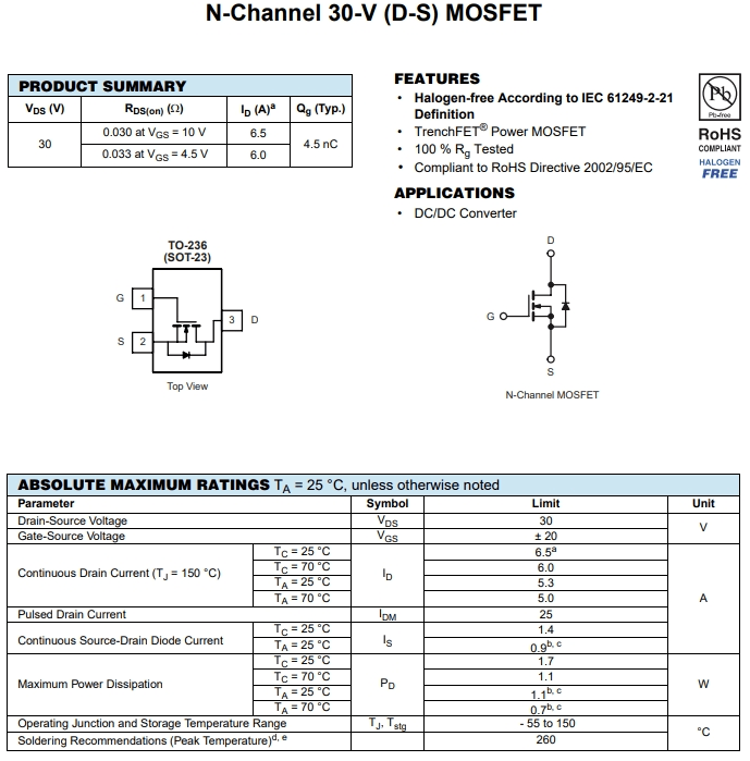 SI2318CDS-T1-GE3參數 SI2318CDS-T1-GE3參數