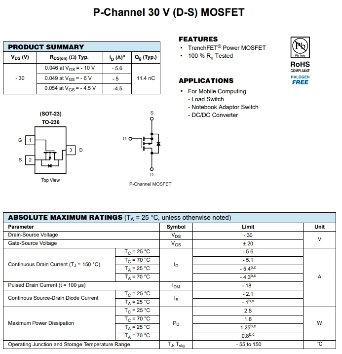 IRLML5203TRPBF參數(shù) IRLML5203TRPBF參數(shù)