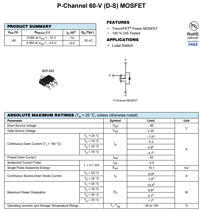 IRFL9014TRPBF參數(shù) IRFL9014TRPBF參數(shù)