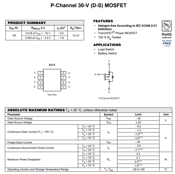 NDS8435A參數(shù)