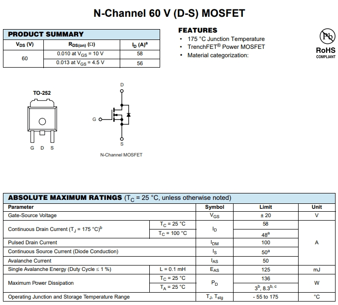 SQD50N06-09L參數(shù) SQD50N06-09L參數(shù)