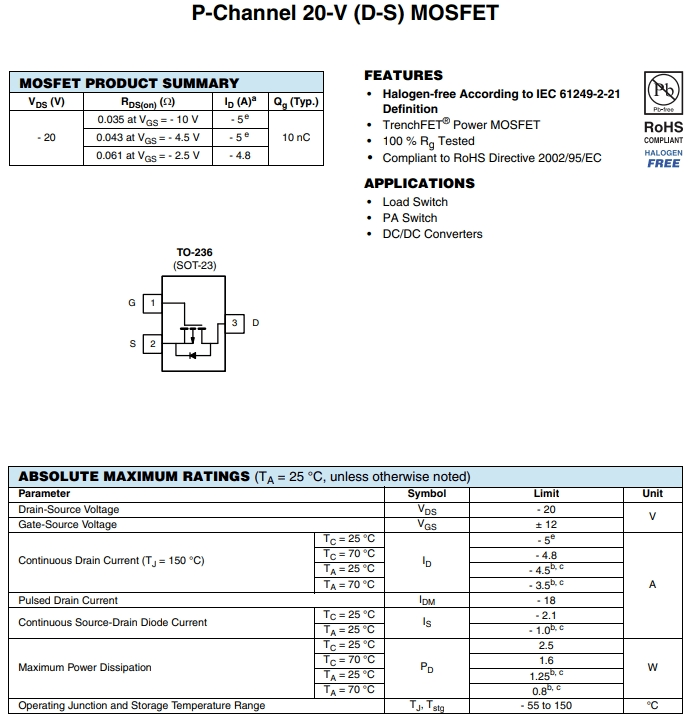 FDN302P-NL參數(shù)