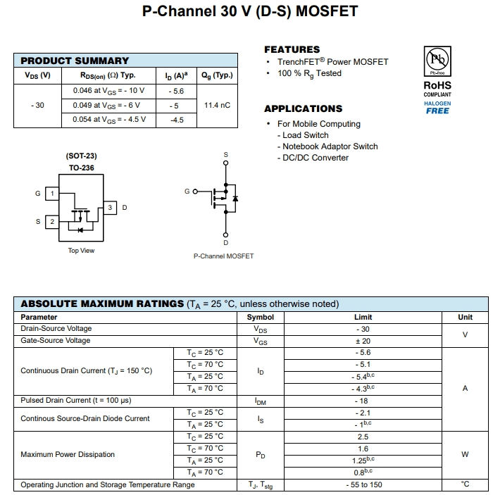 SI2323DS-T1-GE3參數(shù)
