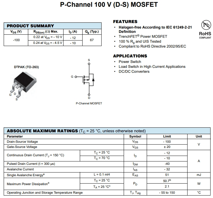 IRF9530NS參數(shù)