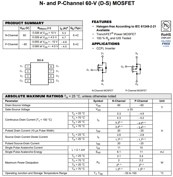 SI4599DY-T1-GE3參數(shù)