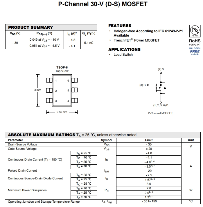 IRF5805TRPBF參數(shù)