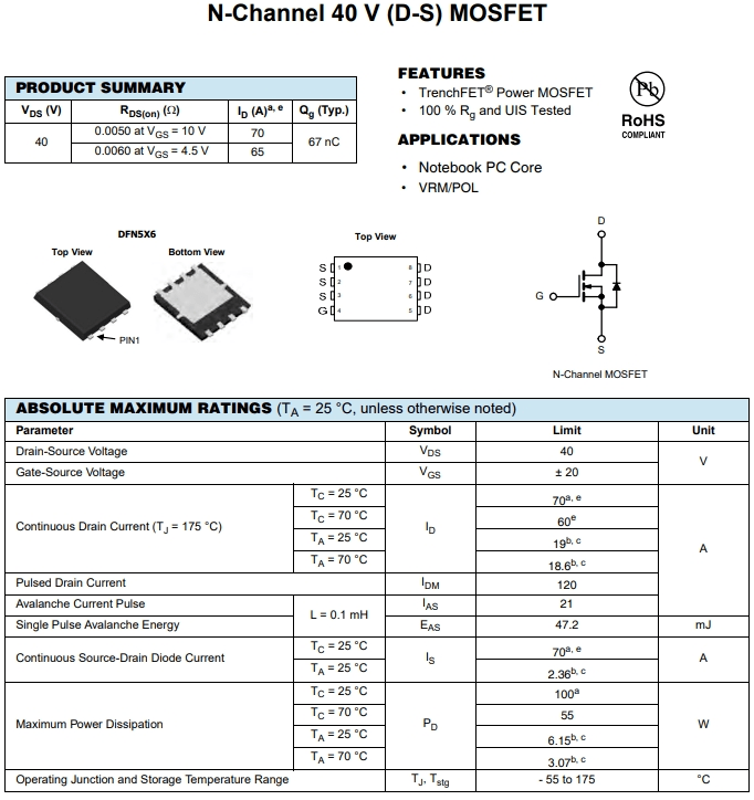 SIR422DP-T1-GE3參數(shù)