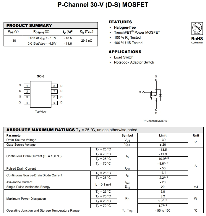 Si4463CDY-T1-GE3參數(shù)